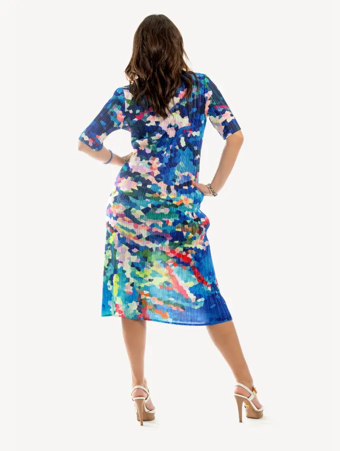 Blue Confetti - Pleated Dress