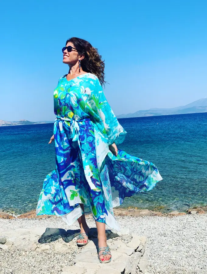 Maya Turquoise - Belted Caftan