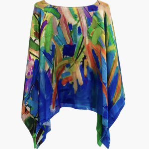 Blossoming Charmeuse Silk Poncho