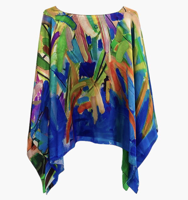 Blossoming Charmeuse Silk Poncho