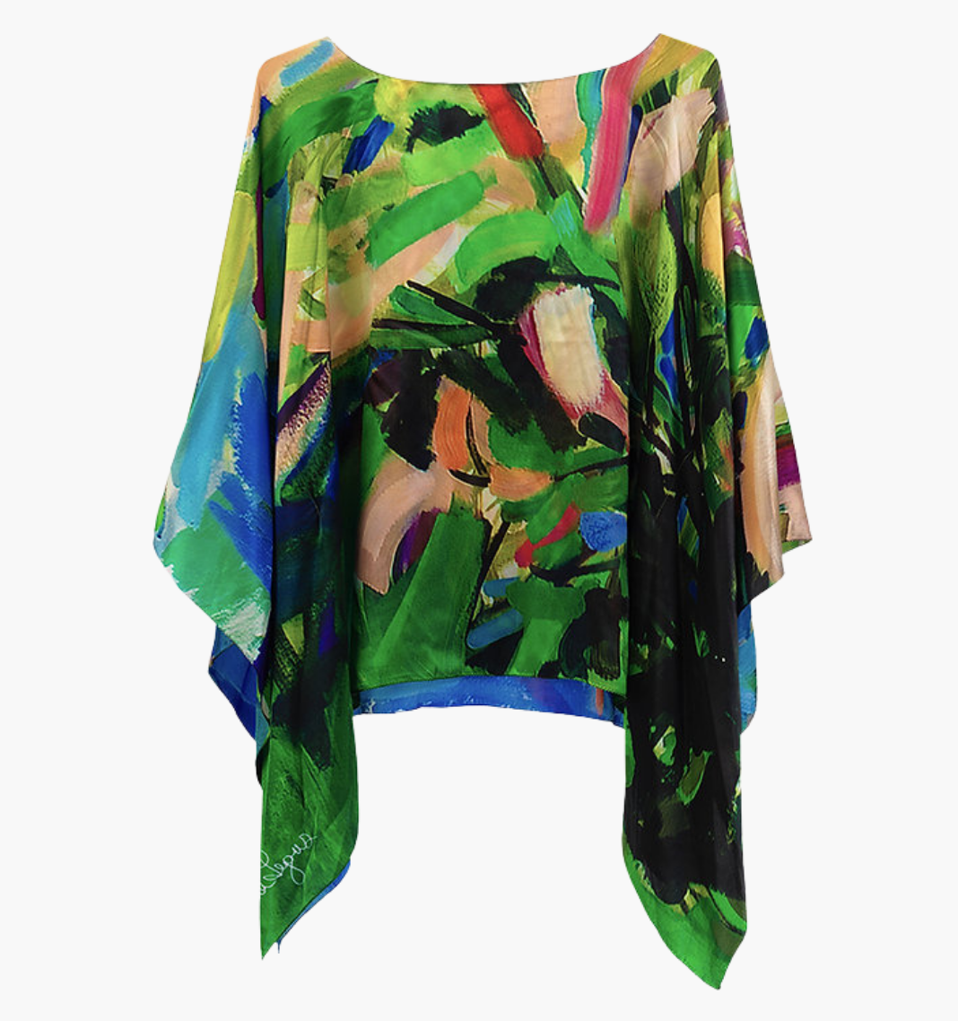 Blossoming - Charmeuse Silk Poncho