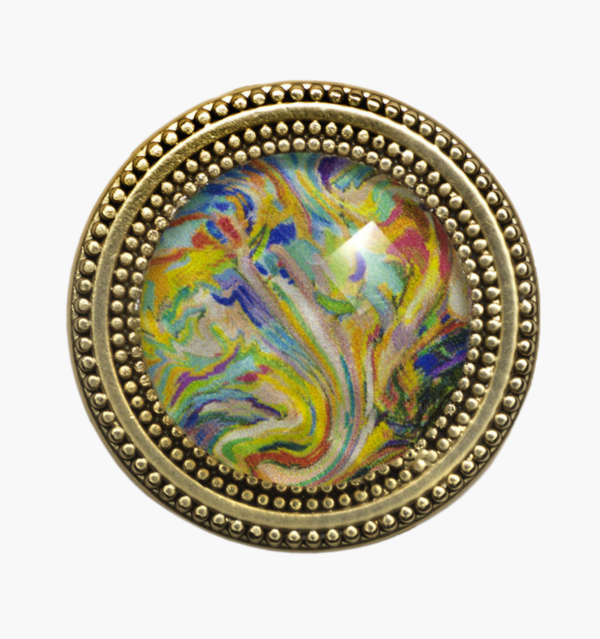 Blue Paisely Gold Magnetic Pin