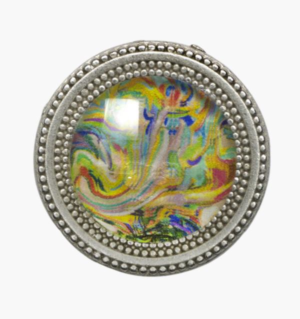 Blue Paisely Silver Magnetic Pin