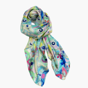 Blue Pizzazz - Silk Charmeuse Scarf