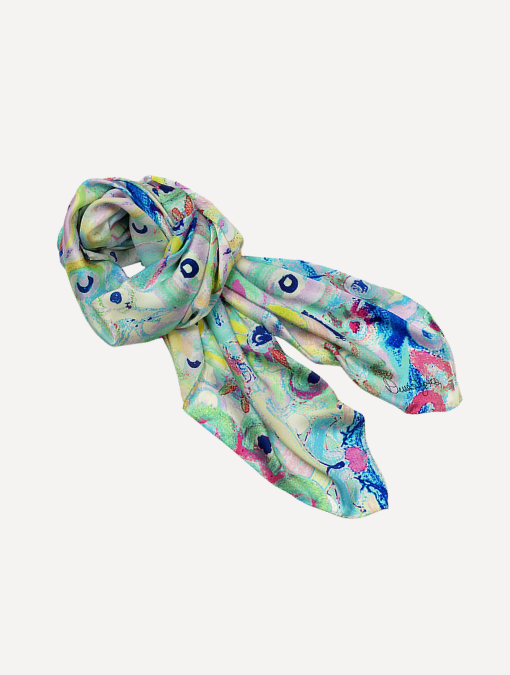 Blue Pizzazz - Silk Charmeuse Scarf