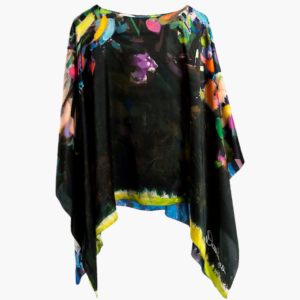 Cherry Blossoms Charmeuse Silk Poncho