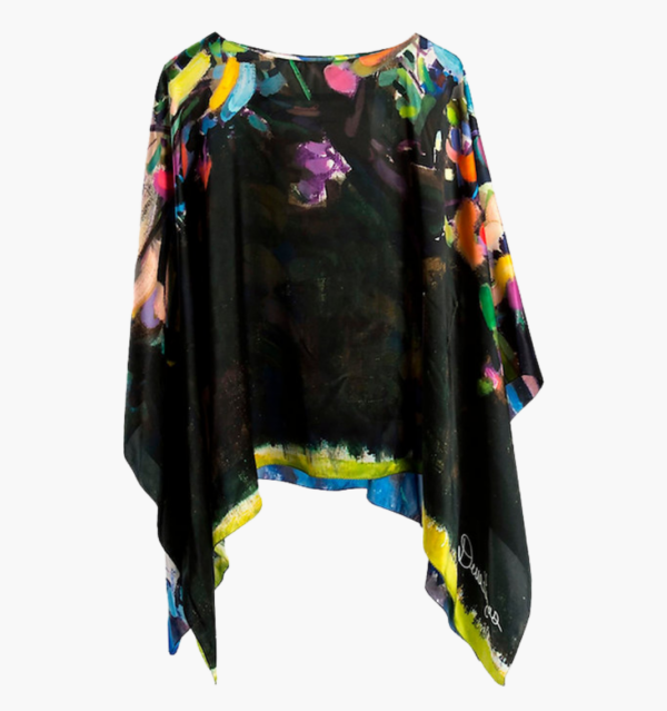 Cherry Blossoms Charmeuse Silk Poncho