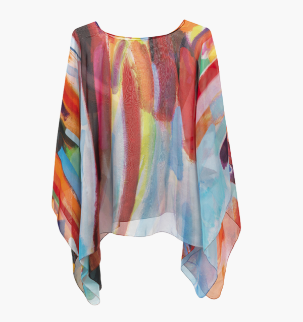 Fiery - Georgette Silk Poncho