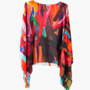 Fiery - Charmeuse Silk Poncho