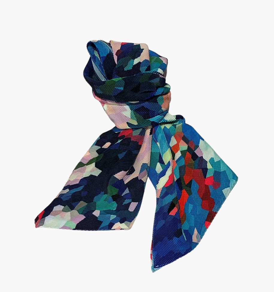 Blue Confetti - Pleated Scarf