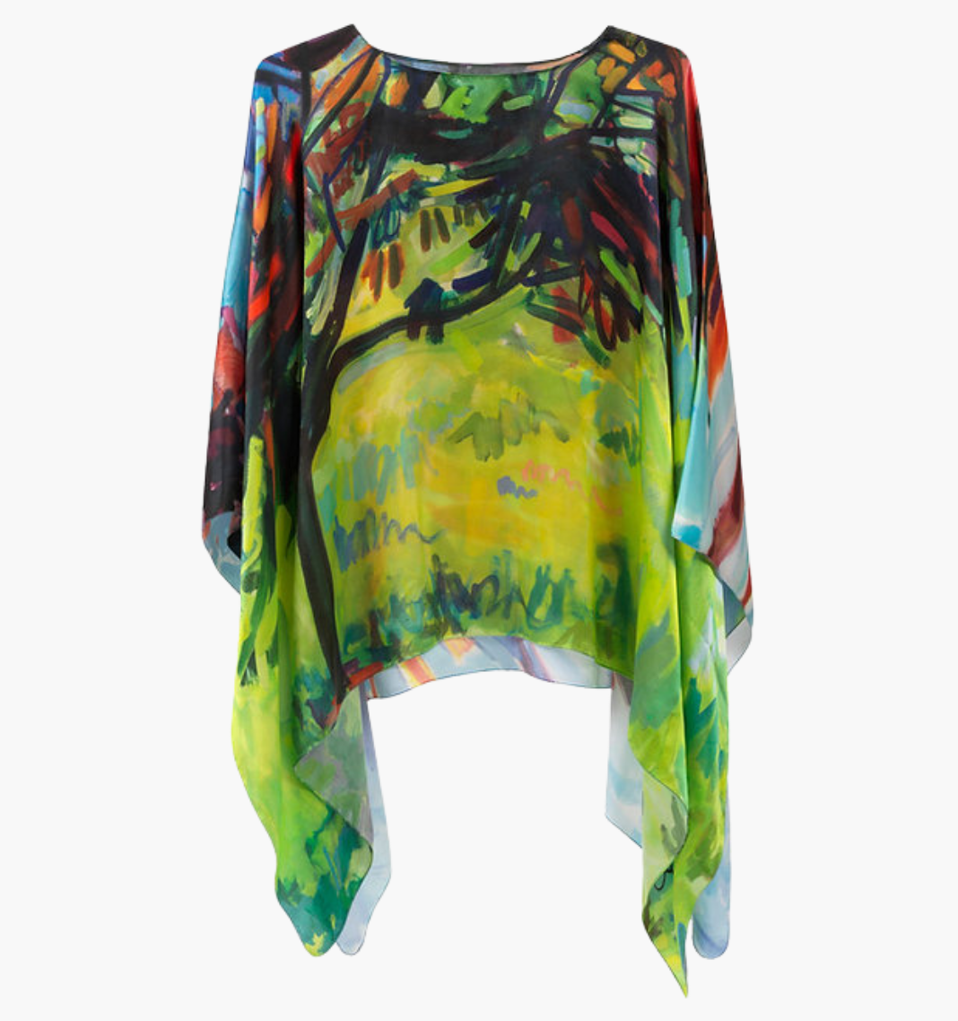 Fiery - Charmeuse Silk Poncho