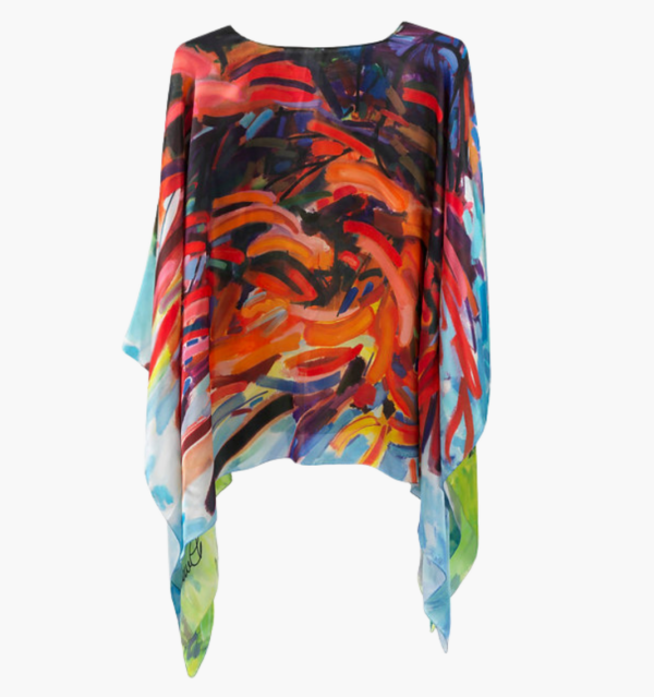 Fiery Maple Georgette Poncho