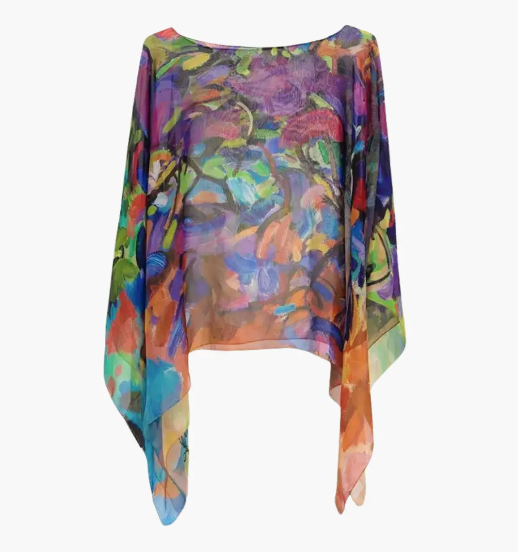 Sunday Fun Day - Georgette Silk Poncho