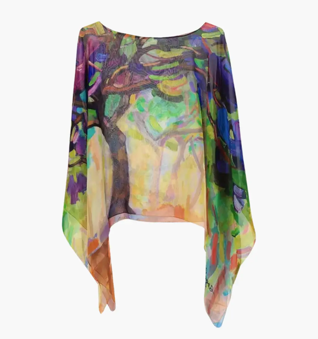 Sunday Fun Day - Georgette Silk Poncho