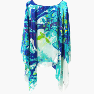 Maya Turquoise Charmeuse Silk Poncho