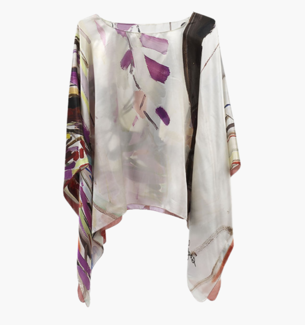 Weeping Cherry Charmeuse Silk Poncho