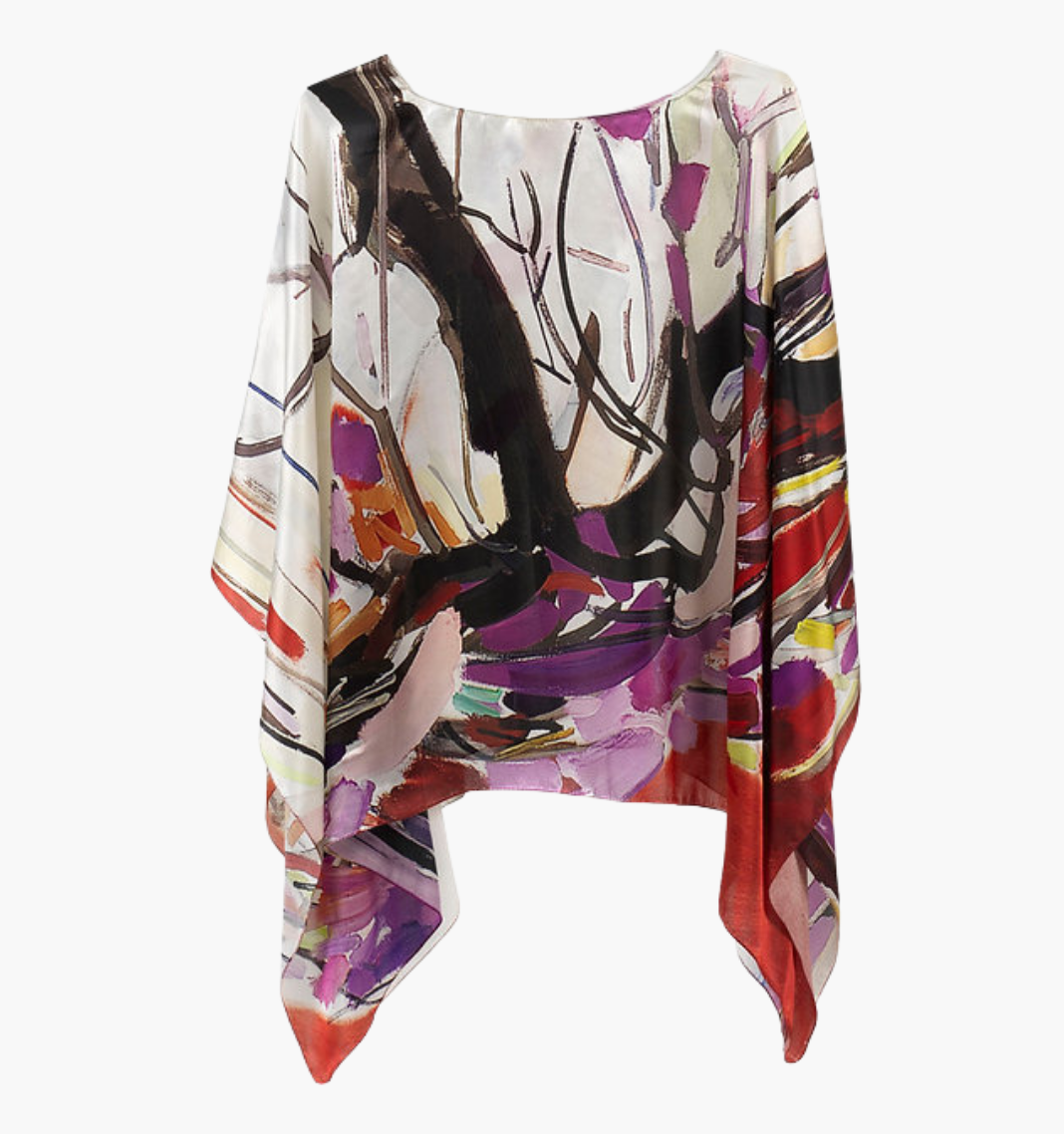 Weeping Cherry - Charmeuse Silk Poncho