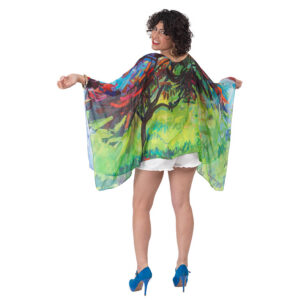 Fiery Maple - Charmeuse Silk Poncho