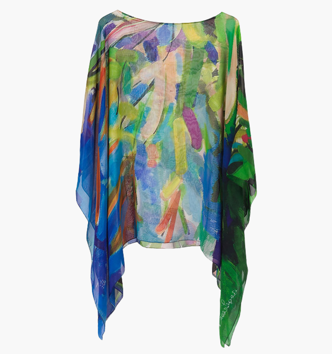 Blossoming - Georgette Silk Poncho