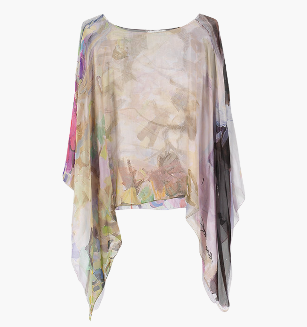 Blushing Beauty - Georgette Silk Poncho