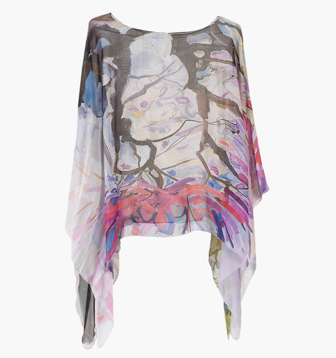 Blushing Beauty - Georgette Silk Poncho