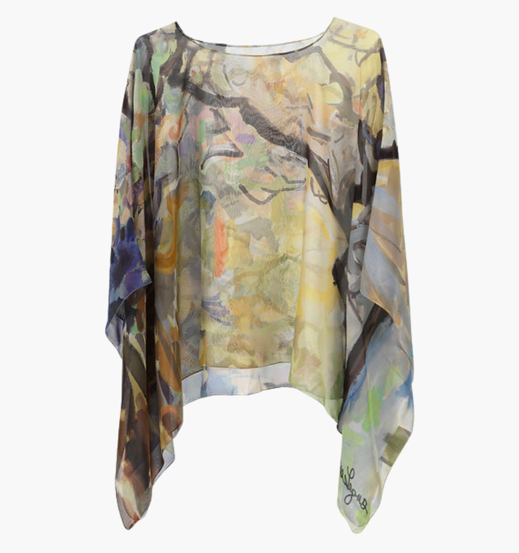 Springtime - Georgette Silk Poncho