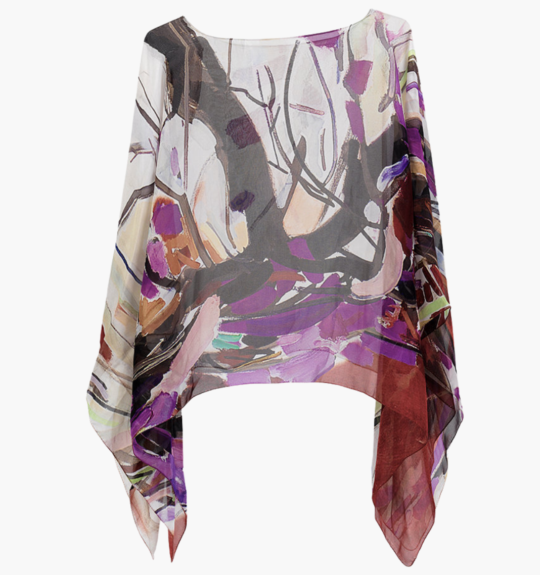 Weeping Cherry - Georgette Silk Poncho