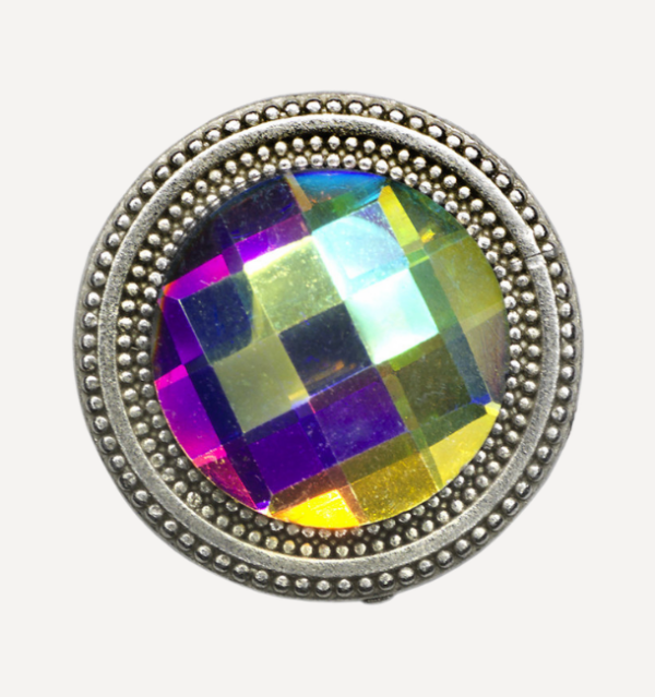 Rainbow Crystal Silver Magnetic Pin