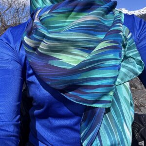 Glacial Blues - Silk Charmeuse Scarf
