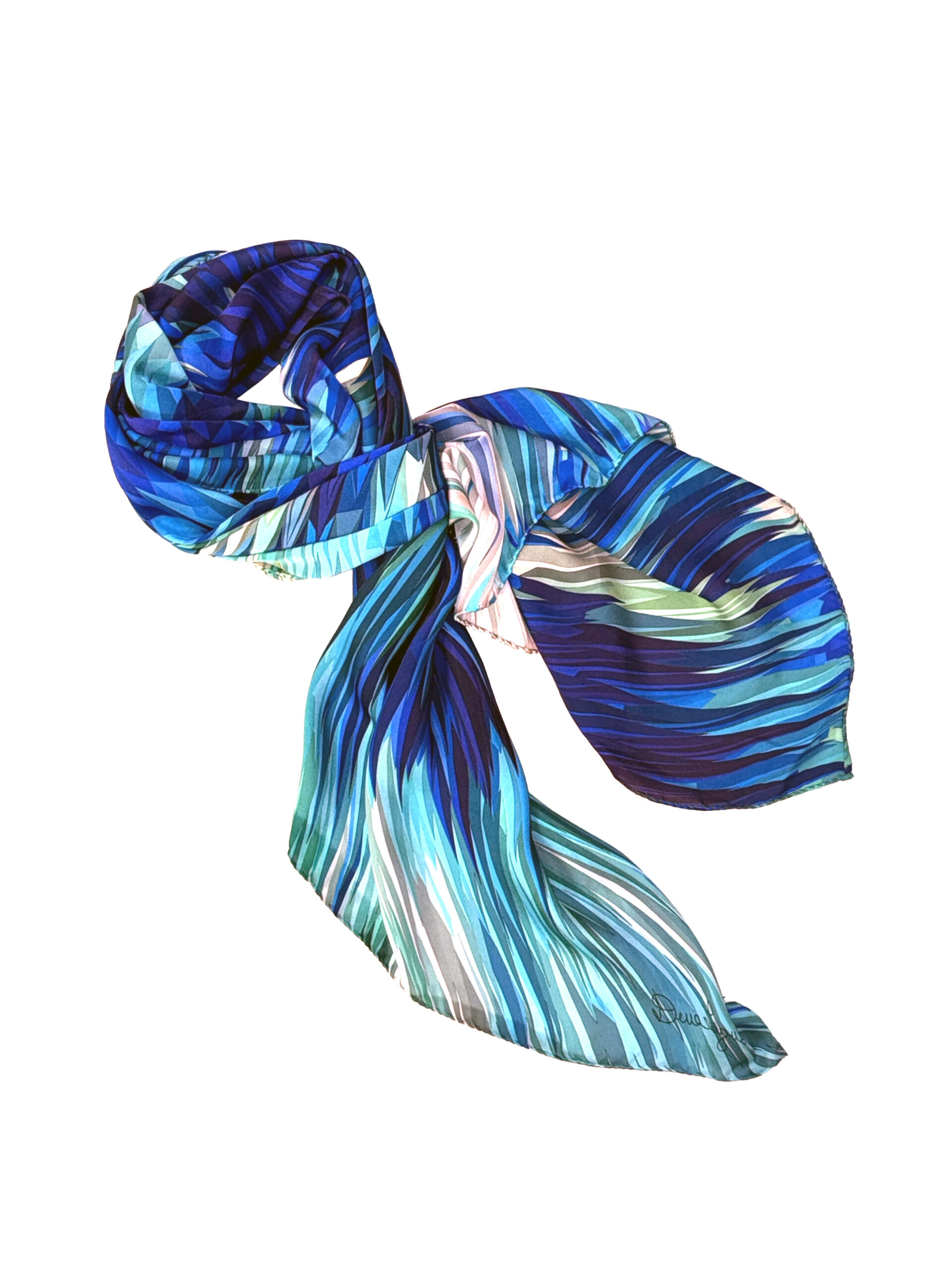 Glacial Blues - Silk Charmeuse Scarf